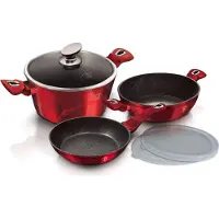 Berlinger Haus set potten 6 elementen 24cm Metallic Line Burgundy BH7046