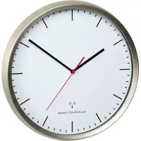 TFA Horloge murale radiopiloté 60.3521.02 30.5 cm x 4.8 cm acier inoxydable brossé