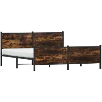 vidaXL Bedframe zonder matras metaal gerookt eikenkleurig 200x200 cm
