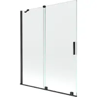 Mexen Velar badwand tweedelig verschuifbaar 140 x 150 , transparant, zwart - 896-140-000-01-70