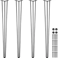 Vevor Haarspeld Tafelpoten Hoogte 101,6 cm Meubilair Metalen Tafelpoten 3 Staven Bureaupoten Staal Meubelpoten Hairpin Set van 4 voor Bijzettafels
