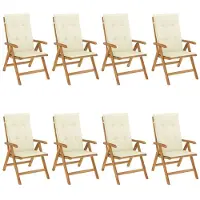 vidaXL Tuinstoelen 8 st verstelbaar met kussens massief teakhout