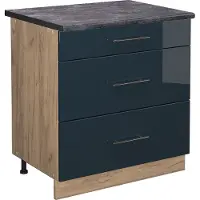 Vicco Fame-Line Keukenkasten – 80 cm met 3 laden, WB Antraciet Donkerblauw hoogglans