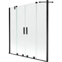 Mexen Velar Duo badwand-5 lexer 2-delig schuifbaar 160 x 150 , transparant, zwart - 896-160-000-02-70