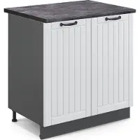 Vicco Keukenonderkast Fame-Line, Wit landelijk/Antraciet, 80 cm antraciet werkblad