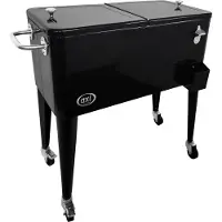 Axi Retro Cooler Zwart - Koeler met wielen - 76L inhoud - Koelbox met aftapkraan