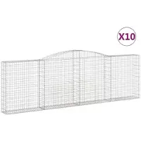 vidaXL Gabionen met boogvorm, 10 stuks, 400x30x120/140 cm, verzinkt staal