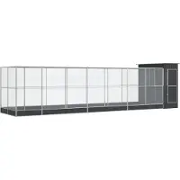 vidaXL Volière met verlengstuk 830x203x216 cm staal zilverkleurig