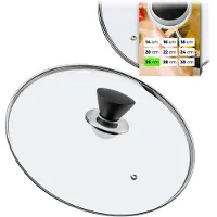 Kadax pan-deksel "Taranto", universeel glazen deksel met zwart matte handgreep, 26 cm