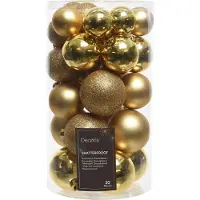 Décoris Kerstbal Licht Goud D 4 / 5 / 6 Cm 30 Stuks