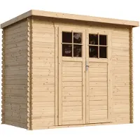 Timbela Houten tuinhuis met geïmpregneerde vloer, afsluitbare deur - Breedte 142 cm x Diepte 239 cm x Hoogte 200 cm, 2,63 m² - M310F+M310G
