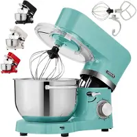 Arebos Keukenmachine - 1500W - Keukenrobot - 5,5L&4,5L - Keukenmixer - Foodprocessor - Roestvrij Stalen Mengkom - 6 Snelheden - Turquoise