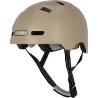 Crazy Safety - Urban fiets- en skaterhelm met voor- en achterlicht - Sand - M (54-57cm)