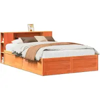 vidaXL Bedframe zonder matras massief grenenhout wasbruin 135x190 cm
