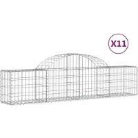 vidaXL Gabionen met hoge boog, 11 stuks, 200x30x40/60 cm, verzinkt staal