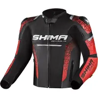 SHIMA STR 2.0 Zwart Rood Leren Motorjas Maat 48