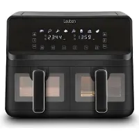 Lauben Airfryer xxl - Dubbele Airfryer - Airfryer - Heteluchtfriteuse - Duaal Koken - 8 L - 2700W - Zwart