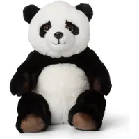 WWF Eco zittende Panda Knuffel - wit/zwart - 23 cm