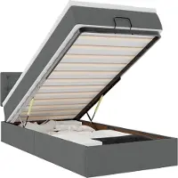 vidaXL Bed met matras 90x200 cm stof donkergrijs
