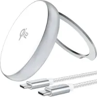4smarts Qi2 Draadloze MagSafe Oplader met Kickstand 15W Zilver / Wit