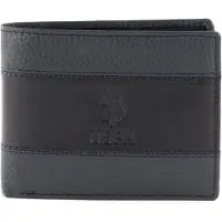 U.S. POLO ASSN. Leren Portemonnee Horizontal Wallet with Coin and Flap Blue Blauw