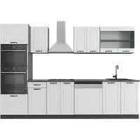 Vicco Complete keukeneenheid R-Line Wit Landhuis 300 cm met hoge kast, WB Antraciet, Model 43159