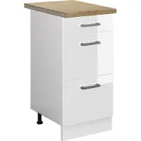 Vicco R-Line Keukenonderkast – 40 cm met laden, WB Eik Wit Hoogglans