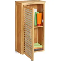 Relaxdays hangkast badkamer - badkamer kast hangend bamboe - bovenkast - badkamerkast