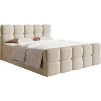NADUVI Collection Chloe boxspring bouclé met opbergruimte 180 x 200cm | teddystof wit 180x223x106 cm boxsprings | NADUVI