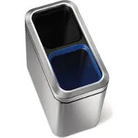 Simplehuman Slanke Open Recyclebak - 20 liter (10/10) - Zilver - geborsteld roestvrij staal