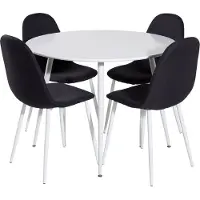 Ebuy24 PlazaWHWH100 eethoek eetkamertafel wit en 4 Polar eetkamerstal zwart, wit.