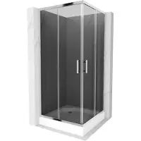 Mexen Rio vierkante douchecabine 90 x 90 , grafiet, chroom + Rio douchebak, wit - 860-090-090-01-40-4510