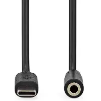 Nedis USB-C Adapter | USB 2.0 | USB-C Male | 3,5 mm Female | 1.00 m | Rond | Vernikkeld | PVC | Zwart | Label - CCGL65960BK10
