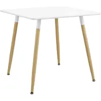 En.casa [] Eettafel, vierkant, 80x80x74 cm, wit, mat, beuken, keukentafel voor 3 personen, retro eettafel