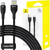 Baseus Flash 2 USB-A naar USB-C snellaadkabel, 2 meter, 100W, zwart