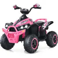 Coast 12V Elektro Kinderquad met muziekhoorn en LED -koplampen Elektroquad Rosa