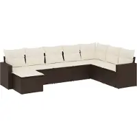 vidaXL 8-delige Loungeset met kussens poly rattan bruin