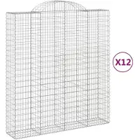 vidaXL Gabionen met boogvorm, 12 stuks, 200x50x220/240 cm, verzinkt staal