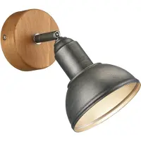 TRIO Houten wandlamp Delhi met antiek zilveren spot