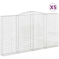 vidaXL Gabionen met boogvorm, 5 stuks, 400x30x220/240 cm, verzinkt staal