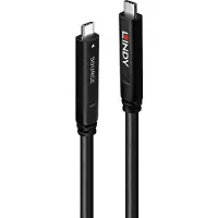 Lindy 43333 USB-kabel USB 3.2 Gen1 USB-C stekker, USB-C stekker 10.00 m Zwart