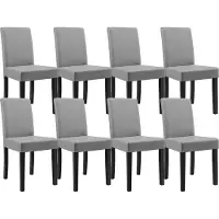 En.casa [] 8 gestoffeerde fauteuils (lichtgrijs) (van hoge kwaliteit) met poten van massief hout / bekleding van kunstleer / elegant