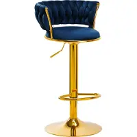 Activeshop Bar Hocker QS-B313a Navy Velvet Verstelbare Hoogte En Draaibare Zitting Voor Salon En Thuis Gebruik