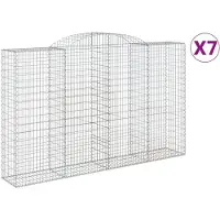 vidaXL Gabionen met boogvorm, 7 stuks, 300x50x180/200 cm, verzinkt staal
