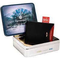 Peterson Classic - Herenportefeuille - Compact Model - Echt Leer - RFID Bescherming - Zwart/Rood