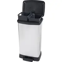 Curver Deco bin metalics 254620 Afvalbak 46 l RVS (b x h x d) 407 x 749 x 307 mm Zilver, Zwart Anti-vingerafdrukken, Met voetpedaal, Met scheidingssysteem 1