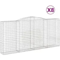vidaXL Gabionen met boogvorm, 8 stuks, 400x50x180/200 cm, verzinkt staal