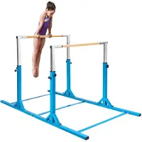 Costway Parallel Gymnastiekrek - Verstelbare Hoogte en Breedte - Blauw - 250 x 131 x 140 cm - Ijzer