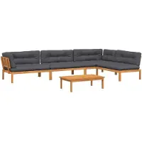 vidaXL 5-delige Loungeset pallet met kussens massief acaciahout
