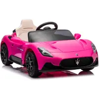 Sun baby Elektrische kinderauto Maserati GT Cabrio vanaf 3 jaar, Loopauto met lichtfuncties, afstandsbediening, MP3-speler, USB, Bluetooth (Roze)